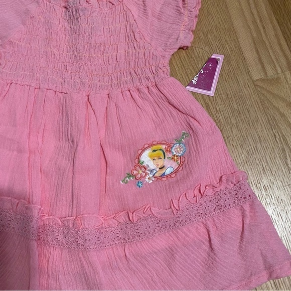 Vintage Disney Cinderella Dress NEW 90s 2T Seersucker Pink Princess Kids - Picture 2 of 4